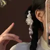 Grampo de Cabelo Elegante com Pérolas para Mulheres, Presilha de Metal com Laço Preto, Presilha Lateral de Alto Padrão, Presilha para Franja, Simples Presilha Bico de Pato