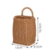 Cesta de Armazenamento Tecida de Rattan Sintético Prateleira de Armazenamento Decoração de Cozinha Banheiro Cesta de Parede para Flores Armazenamento Cesta de Lavar Cesta de Parede para Gengibre e Alho