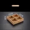 Plato Creativo de Nueve Compartimentos para Restaurantes Comerciales de Hot Pot y Restaurantes de Barbacoa, Plato de Carne y Verduras, Bandeja de Caja de Madera de Bambú, Plato Dividido