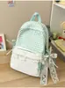 Bolso de Moda Nuevo con Cuadros, Lunares y Ribete de Encaje, Mochila de Viaje Femenina, Mochila de Fiesta para Estudiantes Estilo Dulce