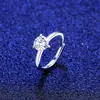 Anillo de Plata de Ley S925 Lemi con Diamante Único de Tres Garras para Mujer, Anillo Abierto Ajustable Simple y de Lujo con Diamante Moissanita, Regalo