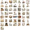 50 Piezas de Pegatinas de Arte para el Hogar, Pegatinas Transparentes Impermeables DIY para Cuadernos, Teléfonos Móviles, Maletas, Pegatinas Decorativas de Grafiti