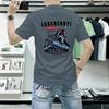Lan Sheng Yi Camiseta de Manga Curta Masculina Gola Redonda 2025 Nova Tendência de Verão Marca Roupas Masculinas Casual Versátil Estampada Camiseta de Meia Manga