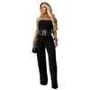 C7483 Transfronteiriço Aliexpress Amazon Moda Europeia e Americana Feminino Casual Sexy Tomara-que-caia Fivela de Metal Macacão Novo