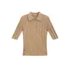 Loja Conceito Shanghai Danong/Primavera 2026 Camiseta Jacquard 100% Lã Pura com Gola Slim Fit Manga Curta para Mulheres