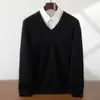 Suéter de caxemira masculino outono e inverno gola V solto suéter argyle roupa interior business casual suéter base suéter de lã masculino