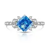 Anel Coroa de Flores de Gelo Coloridas Pedras Preciosas Hot-Selling TikTok Xiaohongshu para Mulheres, Anel Fashion de Diamante de Alto Carbono Luxuoso, Entrega Direta