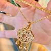 Pingente Cadeado Nuvem da Sorte Full Diamond Areia Antiga Ouro Diamante Filigranas Cadeado Fushou Ping An Acessórios DIY Colar Presentes para Namorada