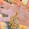 Colar de bolsa com cadeado ruyi de diamante estilo antigo, corrente de suéter versátil de outono e inverno de alta qualidade para mulheres, pingente de estilo nacional chinês novo