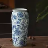Vaso de Porcelana Azul y Blanco Retro Chino Decoración Cerámica Flores Secas Jarrón para Flores Frescas Adornos Bed and Breakfast Sala de Estar Mesa de Comedor Arreglo Floral Recipiente para Flores