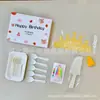 Juego de cuchillo, tenedor y plato para pastel en caja de regalo cinco en uno, juego de vajilla desechable para postres, juego de vajilla para pastel de cumpleaños