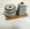 Conjunto de Potes Cerâmicos Estilo Japonês para Condimentos Porta-Palitos Porta-Azeite Potes para Condimentos Porta-Hashis Gaiola para Hashis Pote para Pimenta Porta-Vinagre Garrafa de Molho de Soja