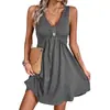 Amazon 2026 Transfronterizo Europeo y Americano para Mujer Nuevo Suéter Cuello V Casual de Verano Sin Mangas Vestido de Botones