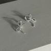 Pendientes de Plata de Ley 925 Estilo K Coreano Fan Zhiqiao Lazo Simples Elegantes Versátiles Estilo Ins Orejas