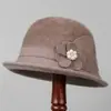 Chapéu Elegante Feminino para Outono, Quente para Meia-Idade e Idosos no Inverno, Chapéu de Pescador de Tricô, Senhora Idosa, Avó