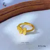 Anillo de Oro Arena Antigua de Alta Retención de Color Anillo Abierto de Flor Hueca Exquisito Nicho Dulce Versátil Anillo de Tendencia Nacional