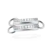 Anillo de Acero Titanio con Múltiples Anillos Apilados de Cuatro Capas Incrustado con Diamantes, Popular en Europa y América, Diseño Personalizado para Mujer, Anillo de Dedo de Lujo Ligero de Alta Calidad