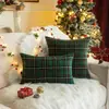 Funda de almohada a cuadros navideña transfronteriza, funda de cojín a cuadros rojos americanos vintage, funda de cojín para sofá de decoración navideña para el hogar
