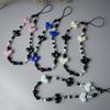 Kkbead Corrente de Celular Coração de Pêssego Acrílico Pérola Imitação Irregular Cristal Multifacetado Pingente Feminino Pingente Ornamentado em Forma de Coração