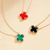 Collar de Trébol de la Suerte de Plata S925 para Niñas Lujo Ligero Exquisito Colgante de Flor de Ágata Malaquita Regalo de San Valentín