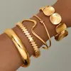 Pulseira Europeia e Americana Transfronteiriça Exagerada Folha Pulseira Brilhante Feminina Estilosa Listras Assimétricas Pulseira Aberta Joia