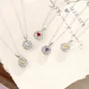 Collar de Plata de Ley S925 para Mujer Colgante de Citrino Natural Granate de Alta Gama Cadena de Clavícula de Moda Suministro Transfronterizo