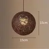 Luminária Pendente Criativa de Rattan para Restaurante, Loja de Hot Pot, Casa de Campo, Lanterna de Bambu Estilo Japonês, Pousada, Luminária Pendente Vintage Chapéu de Palha de Rattan