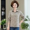 Camisa de Algodón de Manga Larga para Primavera y Otoño para Mujer, Top con Solapa para Mujer de Mediana Edad, Camisa Jacquard de Algodón Puro para Mujer de Mediana Edad y Mayor