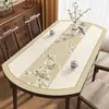Nuevo Mantel Individual Ovalado Estilo Chino, Mantel Impermeable y a Prueba de Aceite sin Lavado, Tejido de Lujo Ligero de Alta Gama, Nuevo Mantel Individual Ovalado para Mesa de Comedor
