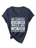 ¡Cuidado, NO soy un sitio independiente de Amazon Ebay de Moda Personalidad Camiseta de Manga Corta con Cuello en V para Mujer Comercio Exterior