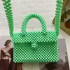 Bolsa de Ombro Portátil Colorida Dopamina Acrílico Tecido Miçangas Estilo de Moda de Nicho Novo Verão 2025