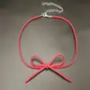Estilo Coreano Estilo Pura Pasión Cadena para Clavícula Lazo Plata Pequeño Corazón Collar Gargantilla Estilo Dulce Fresco Joyería