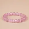 2026 Nuevo Modelo Pulsera de Cristal con Piedra Ojo de Gato Rosa Natural Producto Terminado Pulsera de Cristal con Perlas Redondas de Moda Venta al por Mayor
