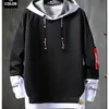 Sudadera Falsa de Dos Piezas para Hombre en Primavera y Otoño Nuevo Estilo Coreano Tendencia Chaqueta con Capucha Juvenil y Atractiva Ropa Superior para Estudiantes para Hombres