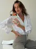 Camisa Feminina Slim Fit de Manga Longa com Listras Finas e Gola Dobrável, Cardigã Casual Estilo Europeu e Americano, Outono/Inverno 2026