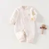 Macacão Bebê Três Camadas Espessado Quente Outono e Inverno Recém-Nascido Meninos e Meninas Roupa Macacão Acolchoado de Algodão Traje Longo para Engatinhar
