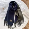 Bufanda de Lana Mezclada Estilo Coreano con Flecos en Bloques de Color por Ambos Lados para Mujer, Cuello Grueso de Color Sólido Cálido para Otoño/Invierno, Chal para Abrigo