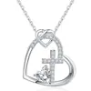 Collar Colgante de Cruz de Amor Nuevo Estilo Transfronterizo Moda Europea y Americana Forma de Corazón Piedra de Nacimiento Joyería Regalo de Vacaciones