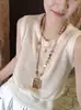 2025 Verano Nuevo Cuello Redondo Color Caramelo Sencillo Versátil Chaleco sin Mangas Tejido de Seda de Hielo Top de Color Sólido para Mujer Trendy