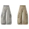 Pantalones de trabajo de pierna ancha multibolsillos deconstruidos, nueva colección de otoño, estilo retro americano, simples y vintage, holgados y casuales, modernos