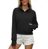 Amazon comercio exterior transfronterizo europeo y americano otoño e invierno 2026 nuevo sudadera holgada de color liso con bolsillo y cremallera de manga corta y larga para mujer