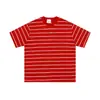 Camiseta de Manga Corta con Bordado de Logo Pequeño a Rayas para Hombre, Nuevo Estilo Primavera/Verano, Sencilla Casual Holgada, Top Versátil Adelgazante para Mujer, Moderno