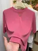 Nueva camiseta elegante de cuello alto medio y manga de cinco cuartos para mujer, colección de verano 2026, versátil y favorecedora, top de manga media a la moda