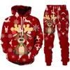 Traje navideño transfronterizo nuevo para Europa y Estados Unidos 2024 sudadera con capucha y chalecos con estampado digital 3D para otoño e invierno para hombres y mujeres