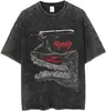 Camiseta de Manga Corta Estampada Retro de Verano Lavada de Algodón Hip-Hop Rap para Hombre y Mujer Manga Corta Estilo Europeo y Americano Elegante Otro