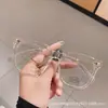 Óculos Anti-Radiação Luz Azul Miopia Feminino Tendência Armação Super Grande Redes Sociais Preto Armação Grossa Lentes Planas Simples Proteção Ocular