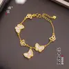 Artículo popular del stream en vivo: Pulsera de mariposa de nácar con incrustaciones de diamantes de oro brillante 24K para mujer, accesorio de moda estilo francés de lujo ligero, regalo