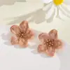 Brincos de flor com gota de óleo da nova moda coreana para mulheres, atmosféricos, de alto nível, temperamento simples, brincos S925, brincos atacado