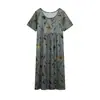 2022 Amazon Wish Estación Independiente Explosiones Vestido de Manga Corta con Cuello Redondo Estampado Floral Vintage para Mujer