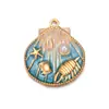 Novo Pingente de Concha Colorida com Gota de Óleo da Série Marinha em Aço Inoxidável Acessórios para Colar de Joias DIY Prontos para Venda
